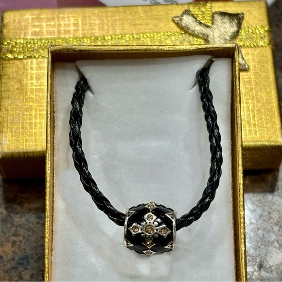 Brighton black onyx cross necklace with crystal & gold accents - Picture 4 of 6